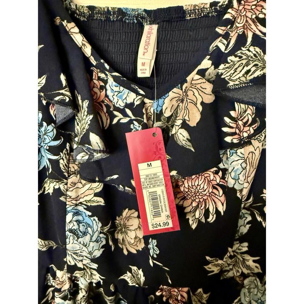 Xhilaration Dress NWT, Medium Navy Floral Sundress Cute M - Picture 3 of 3